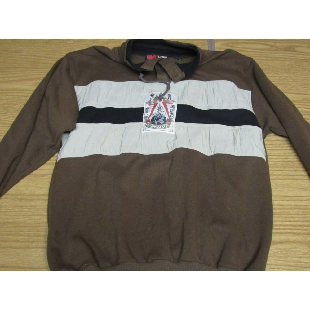 Today's News Men's L Brown "Sports International" Button Jacket/Pullover Vintage